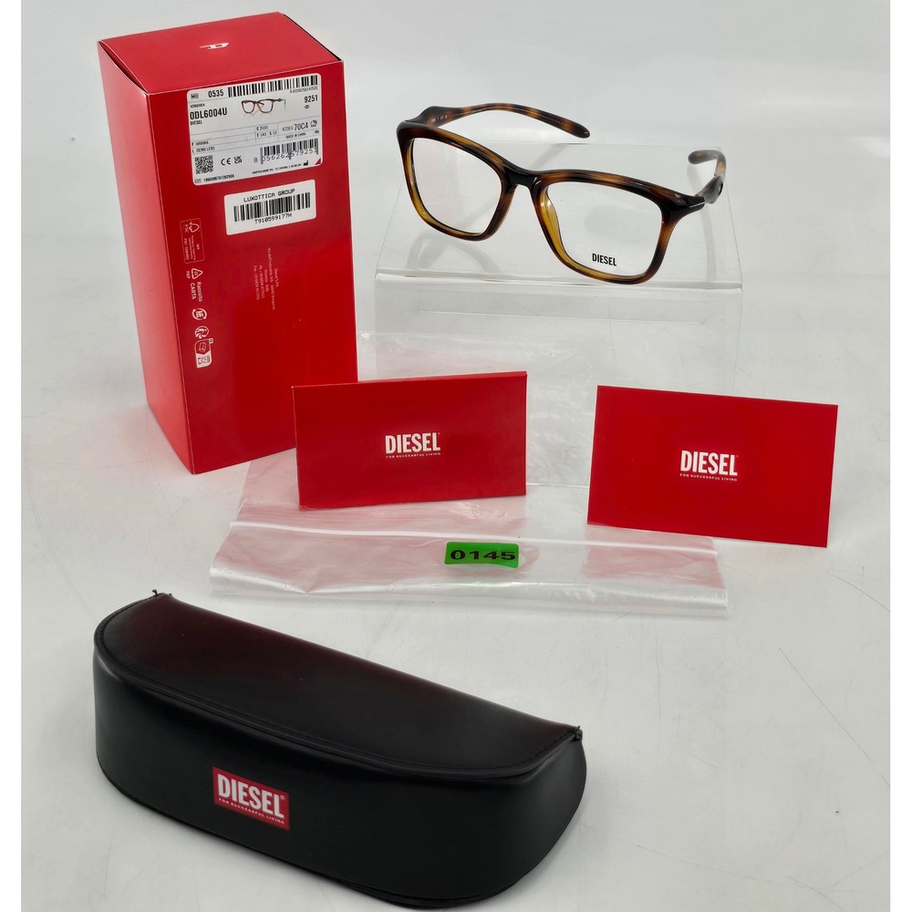 Diesel ODL6004U Eyeglasses Unisex 53-15-140 Havana Square Frames - NEW
